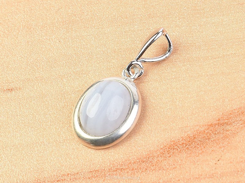 Cabochons chalcedony pendant oval in silver Ag 925/1000