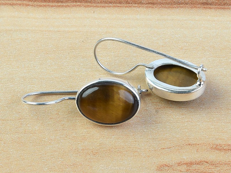 Earrings oval tiger eye silver 15 x 11 mm Ag 925/1000