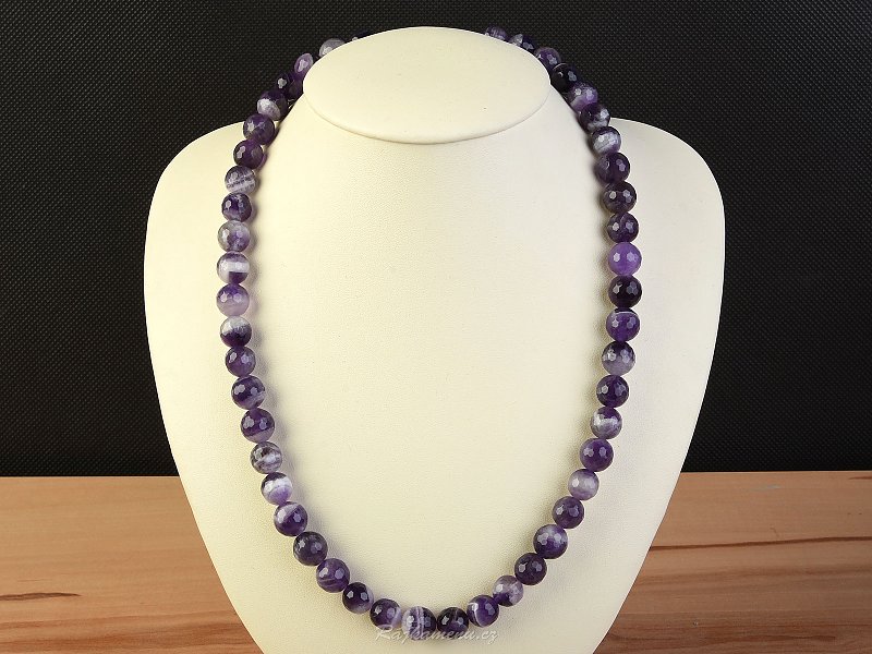 Ball necklace 52 cm cut amethyst necklace 10 mm