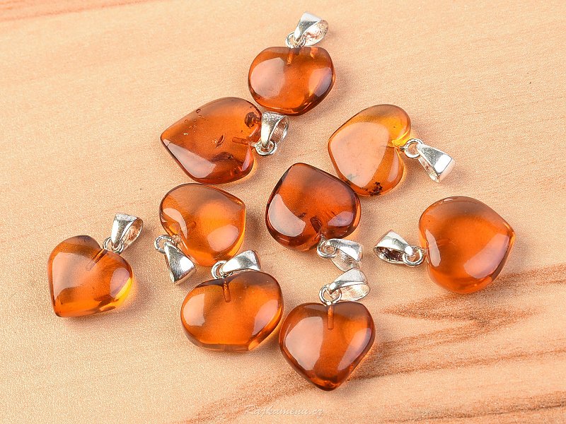 Heart Pendant amber honey silver bail