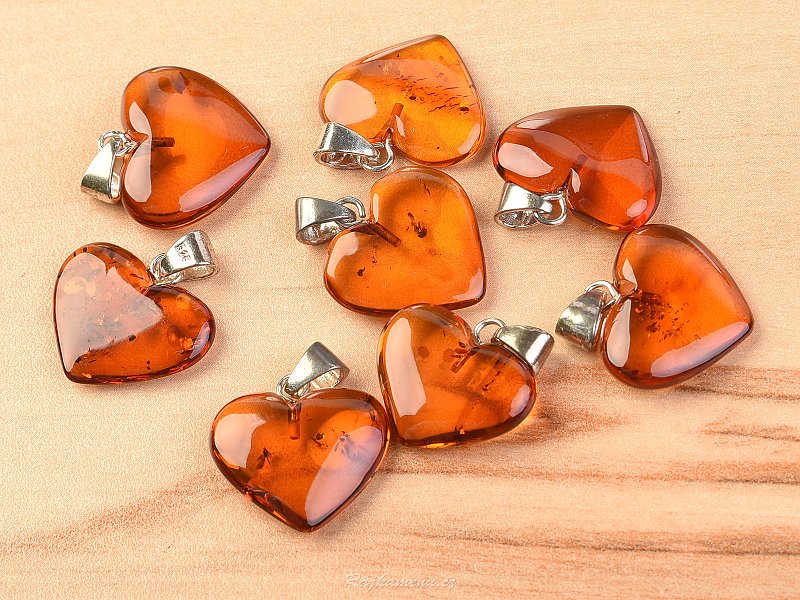 Heart pendant Amber silver handle