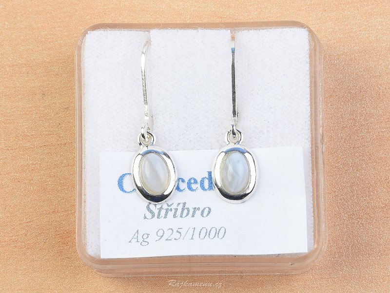 Chalcedony earrings oval silver + Rh
