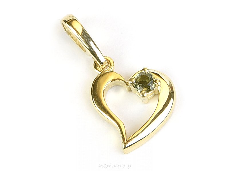 Přívěsek srdce vltavín zlato Au 585/1000 14K 1,72g