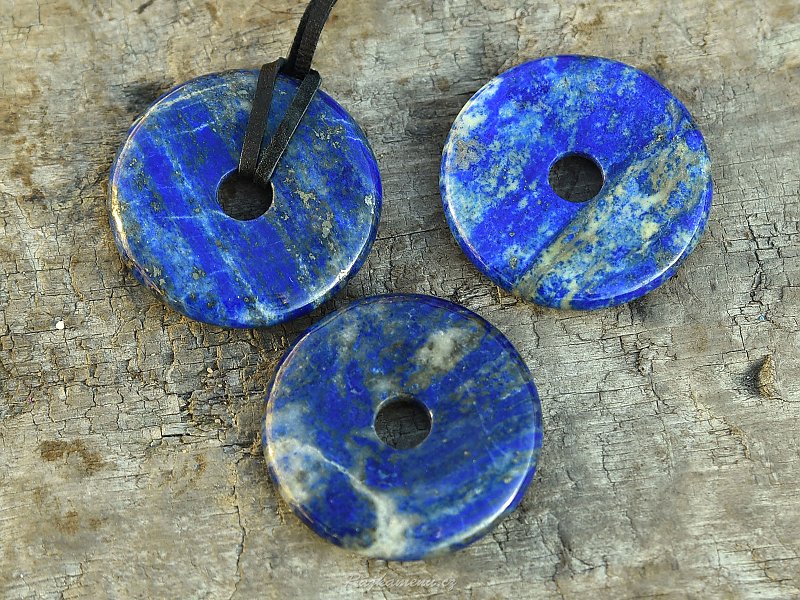 Donut lapis Lazuli pendant on leather 3.5cm