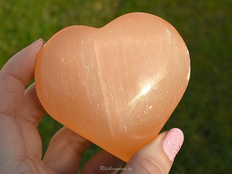 Srdce selenit oranžový 7 - 8cm