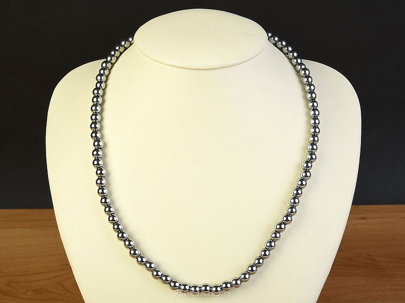 Ball-shaped necklace 48cm hematite plated 6mm