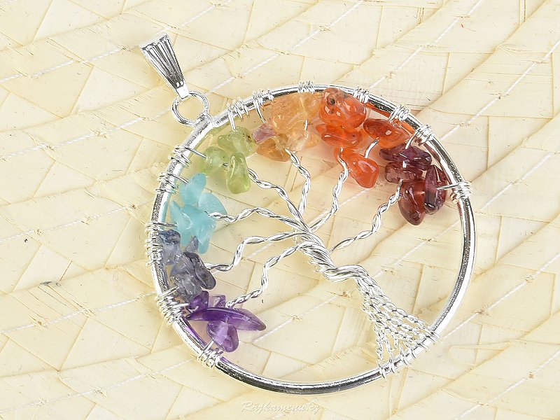 Tree life pendant with chakra jewelery stones