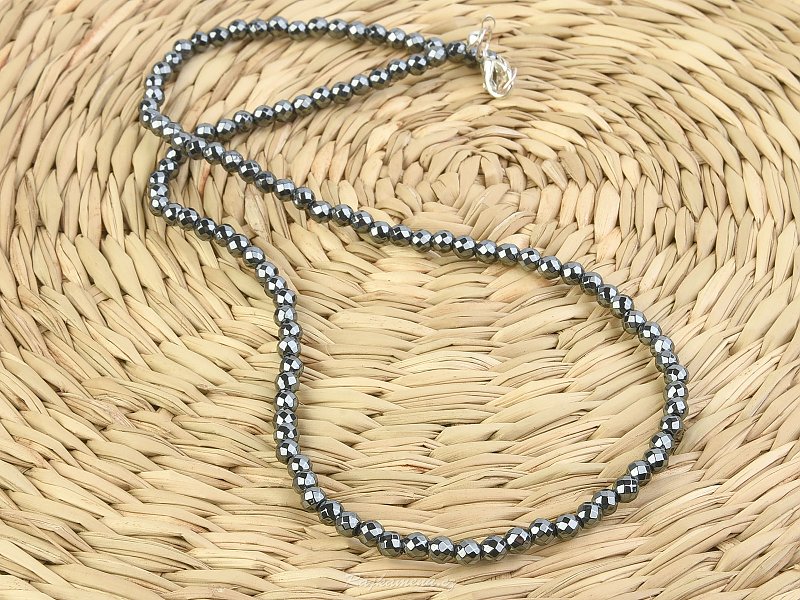 Hematit necklace cut brooch 4mm 48cm