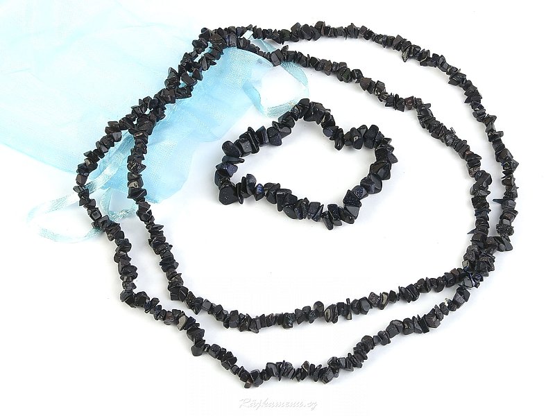 Jewelry gift set avanturine synt. dark necklace 90cm, bracelet