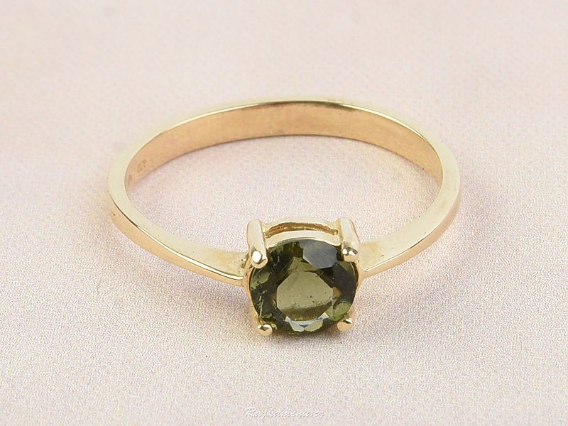 Ring gold moldavite 6mm 14K Au 585/1000 2,77g size 65