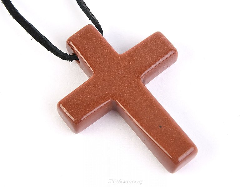Cross pendant on leather avanturine synthetic 13.09g