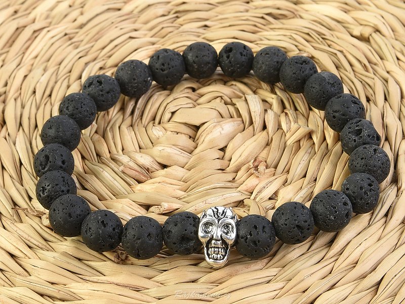 Men's bracelet from lava stone skull