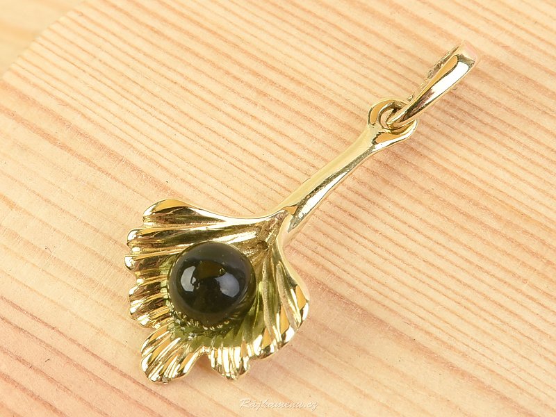 Pendant moldavite ball 6mm gold 585/1000 14K 2,30g