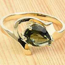 Prsten vltavín standard brus zlato Au 585/1000 3,29g vel. 58