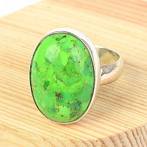 Oválný prsten zelený tyrkys Ag 925/1000 4.5g (vel.52)