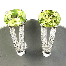 Oval earrings with olivines and zircons Ag 925/1000 standard cut