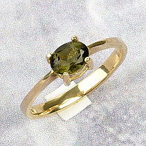 Zlatý prsten vltavín ovál vel.63 14K zlato Au 585/100014K 3,28g