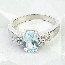 Oval topaz ring with zircons Ag 925/1000
