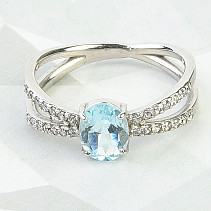 Oval topaz ring and zircons Ag 925/1000 silver