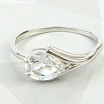 Broušený bílý topaz prsten kapka Ag 925/1000+Rh