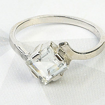 Prsten s bílým topazem Ag 925/1000+Rh standard brus