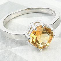 Prsten s broušeným citrínem Ag 925/1000+Rh