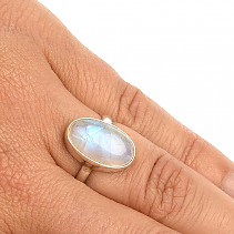 Oválný měsíční kámen prsten Ag 925/1000