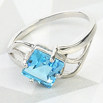 Prsten s modrým topasem Ag 925/1000+Rh
