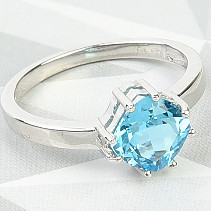 Blue topaz cut ring Ag 925/1000 + Rh