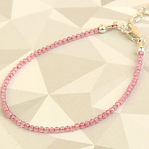 Bracelet pink topaz faceted beads (Ag 925/1000)