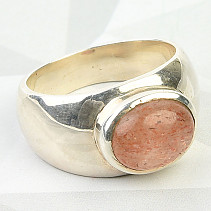 Sun stone ring oval Ag 925/1000