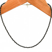 Spinel černý náhrdelník jemné facetované korálky Ag 925/1000