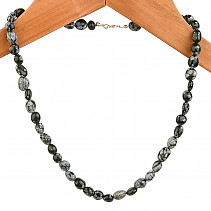 Obsidián vločkový náhrdelník oblázky Ag 925/1000