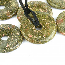 Epidote donut pendant with cuticle