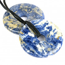 Sodalite donut pendant with leather