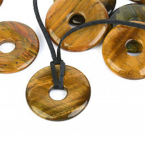 Pendant tiger eye donut with leather