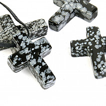 Pendant cross made of flake obsidian on the cuticle