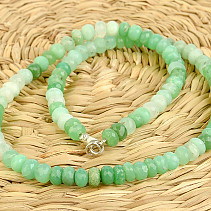 Necklace of chrysoprase faceted beads Ag 925/1000