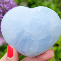 Jemně modré srdce z kalcitu (7,1cm)