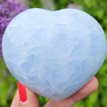 Jemně modré dekorační srdce kalcit (323g)