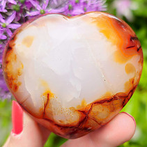 Smooth heart in the hand carnelian 6.3 cm