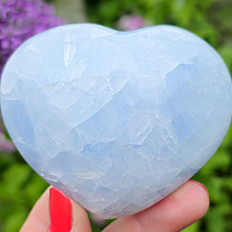 Dekorace srdce z modrého kalcitu (260g)