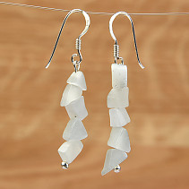 Earrings dyed white ulexite Ag