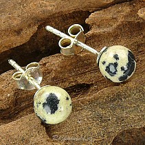 Dalmatian jasper earrings small round Ag