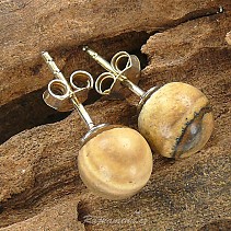 Jasper earrings with pictorial round Ag