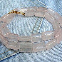 Rose quartz necklace 43 cm rectangles of 14 x 10 mm