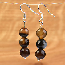 Agate beads earrings cut 8 mm silver hooks