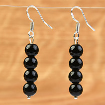 Earrings onyx beads 6 mm silver hooks