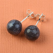 Ball earrings ocean jasper 8 mm Ag puzeta