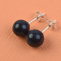 Ball earrings dumortierite 8.5 mm Ag puzeta
